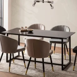 Rootz Moderne spisebord - Lille spisebord - rektangulært bord - sort look - sæder 6 - 120 cm x 60 cm x 76 cm