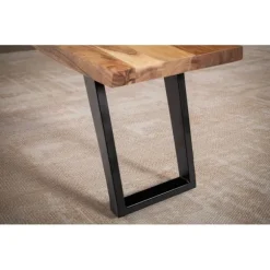 Rootz moderne spisestuebænk - massiv træbænk - trækantdesign - akacietræ - metalben - 160 cm x 40 cm x 45,5 cm