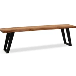 Rootz moderne spisestuebænk - massiv træbænk - trækantdesign - akacietræ - metalben - 160 cm x 40 cm x 45,5 cm