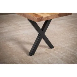 Rootz moderne spisestuebænk - sæde i massivt træ - design af trækant - metal x ben - håndlavet - 160 cm x 40 cm x 45,5 cm - gyldenbrun