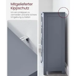 Rootz Mørkegrå Badeværelsesskab - Opbevaringsorganisering - MDF-møbler - Rummelige skuffer - Justerbar hylde - 30cm x 55cm x 82cm