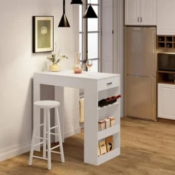Rootz multifunktionelt barbord - Opbevaringsbord - Spisebord - Rummelig overflade - Integreret opbevaring - Robust konstruktion - 100cm x 100cm x 50cm | Fyndiq