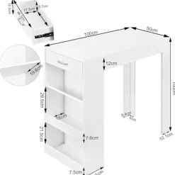 Rootz multifunktionelt barbord - Opbevaringsbord - Spisebord - Rummelig overflade - Integreret opbevaring - Robust konstruktion - 100cm x 100cm x 50cm | Fyndiq