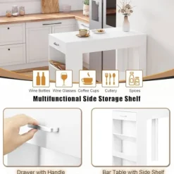 Rootz multifunktionelt barbord - Opbevaringsbord - Spisebord - Rummelig overflade - Integreret opbevaring - Robust konstruktion - 100cm x 100cm x 50cm | Fyndiq