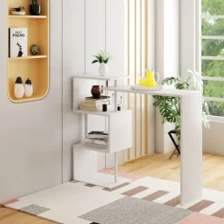 Rootz multifunktionelt roterende barbord - Opbevaringsbord - Drejeligt bord - Pladsbesparende - Rigelig opbevaring - Holdbar - 134cm x 112cm x 38cm