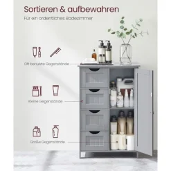 Rootz Mystical Grey Badeværelsesskab - Opbevaringsenhed - Organizer - MDF-materiale - 30 cm x 55 cm x 82 cm - Letvægts - Robust - Nem montering