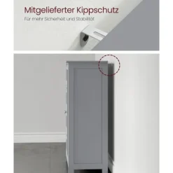 Rootz Mystical Grey Badeværelsesskab - Opbevaringsenhed - Organizer - MDF-materiale - 30 cm x 55 cm x 82 cm - Letvægts - Robust - Nem montering