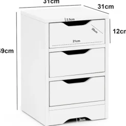 Rootz natkonsol 31x49x31 cm hvid mat med 3 skuffer - Hvidt sengebord med opbevaringsplads - Natbord Simple Modern - Natbord Klein - Natbord soveværels | Fyndiq