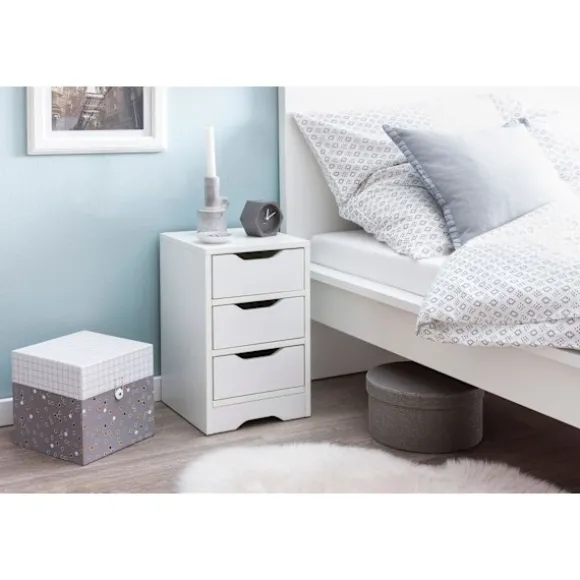 Rootz natkonsol 31x49x31 cm hvid mat med 3 skuffer - Hvidt sengebord med opbevaringsplads - Natbord Simple Modern - Natbord Klein - Natbord soveværels | Fyndiq