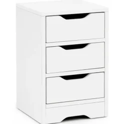 Rootz natkonsol 31x49x31 cm hvid mat med 3 skuffer - Hvidt sengebord med opbevaringsplads - Natbord Simple Modern - Natbord Klein - Natbord soveværels | Fyndiq