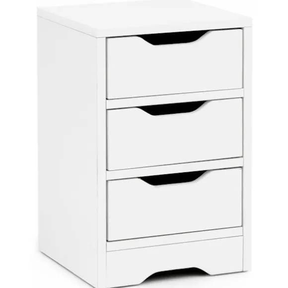 Rootz natkonsol 31x49x31 cm hvid mat med 3 skuffer - Hvidt sengebord med opbevaringsplads - Natbord Simple Modern - Natbord Klein - Natbord soveværels | Fyndiq