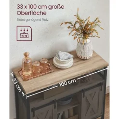Rootz Natural Black Skænk - Spånplade Stål - Opbevaringsskab - Justerbare hylder - Anti-Tip Device - 33cm x 100cm x 80cm