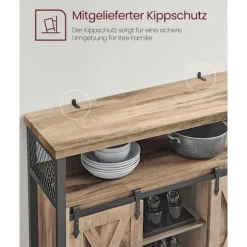 Rootz Natural Black Skænk - Spånplade Stål - Opbevaringsskab - Justerbare hylder - Anti-Tip Device - 33cm x 100cm x 80cm