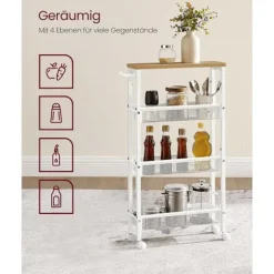 Rootz Oak White Trolleyvogn - Opbevaringsvogn - Rullevogn - Spånplade og stål - Letvægts - Nem montering - Pladsbesparende - 13 cm x 45,4 cm x 77 cm | Fyndiq