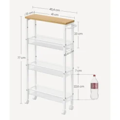 Rootz Oak White Trolleyvogn - Opbevaringsvogn - Rullevogn - Spånplade og stål - Letvægts - Nem montering - Pladsbesparende - 13 cm x 45,4 cm x 77 cm | Fyndiq