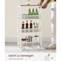 Rootz Oak White Trolleyvogn - Opbevaringsvogn - Rullevogn - Spånplade og stål - Letvægts - Nem montering - Pladsbesparende - 13 cm x 45,4 cm x 77 cm | Fyndiq