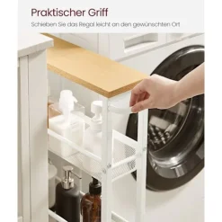 Rootz Oak White Trolleyvogn - Opbevaringsvogn - Rullevogn - Spånplade og stål - Letvægts - Nem montering - Pladsbesparende - 13 cm x 45,4 cm x 77 cm | Fyndiq