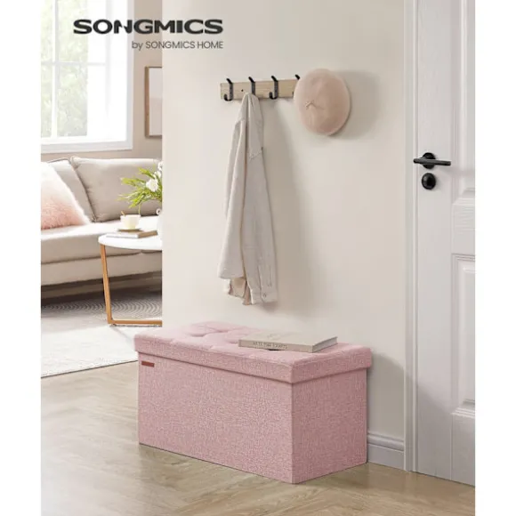 Rootz opbevaring osmannisk bænk - Pink fodskammel - Polstret sædekasse - Medium Density Fiberboard - 38cm x 76cm x 38cm - 25D skum