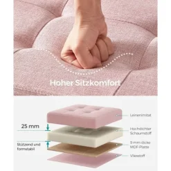 Rootz opbevaring osmannisk bænk - Pink fodskammel - Polstret sædekasse - Medium Density Fiberboard - 38cm x 76cm x 38cm - 25D skum