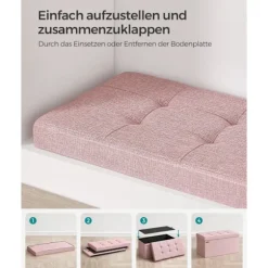 Rootz opbevaring osmannisk bænk - Pink fodskammel - Polstret sædekasse - Medium Density Fiberboard - 38cm x 76cm x 38cm - 25D skum