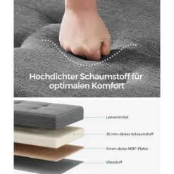 Rootz opbevaring osmannisk bænk - Mørkegrå osmannisk - Polstret bænk - Imiteret linned - Skumpolstring - MDF-ramme - 38 cm x 110 cm x 40 cm - 112 lite | Fyndiq