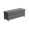 Rootz Opbevaringsbænk - Osmannisk - Sammenfoldelig Stol - Imiteret linned - Skum - MDF - 38 cm x 110 cm x 40 cm - 10 kg - 300 kg Kapacitet