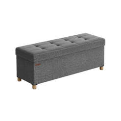 Rootz Opbevaringsbænk - Osmannisk - Sammenfoldelig Stol - Imiteret linned - Skum - MDF - 38 cm x 110 cm x 40 cm - 10 kg - 300 kg Kapacitet