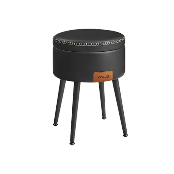 Rootz Opbevaringsbænk - Osmannisk - Fodskammel - Stålramme - Meget elastisk skum - PU-læder - Krydsfiner - 38,2 cm x 44,4 cm - Ø 32 cm Sæde - 3,3 kg - | Fyndiq