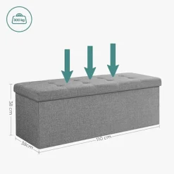 Rootz Opbevaringsbænk - Sædekiste - Ottoman - Linnedpolstring - MDF-konstruktion - 110 cm x 38 cm x 38 cm