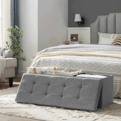 Rootz Opbevaringsbænk - Sædekiste - Ottoman - Linnedpolstring - MDF-konstruktion - 110 cm x 38 cm x 38 cm