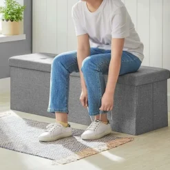 Rootz Opbevaringsbænk - Sædekiste - Ottoman - Linnedpolstring - MDF-konstruktion - 110 cm x 38 cm x 38 cm