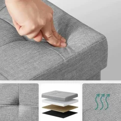 Rootz Opbevaringsbænk - Sædekiste - Ottoman - Linnedpolstring - MDF-konstruktion - 110 cm x 38 cm x 38 cm