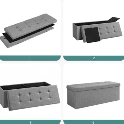 Rootz Opbevaringsbænk - Sædekiste - Ottoman - Linnedpolstring - MDF-konstruktion - 110 cm x 38 cm x 38 cm