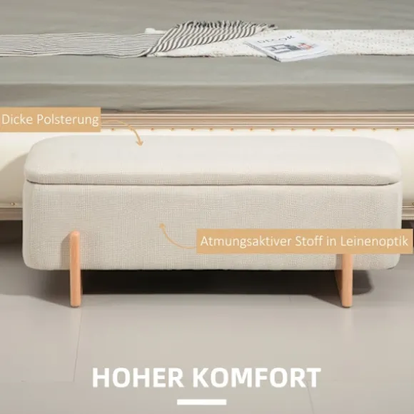 Rootz opbevaringsbænk med sædebryst og opbevaringsplads - Polstret bænk - Tæppeopbevaring - Åndbart stof - 111 cm x 44 cm x 44,5 cm
