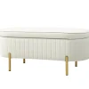 Rootz opbevaringsbænk med hængslet låg - polstret sæde - fløjlsstof - 19 gallons opbevaring - 108 cm x 43,5 cm