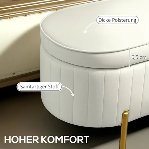 Rootz opbevaringsbænk med hængslet låg - polstret sæde - fløjlsstof - 19 gallons opbevaring - 108 cm x 43,5 cm