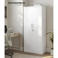 Rootz Opbevaringsskab - Grå Hvid - Stål Organizer - Pulverlakeret - Heavy-Duty hylder - 40cm x 80cm x 180cm