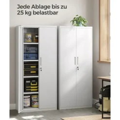 Rootz Opbevaringsskab - Grå Hvid - Stål Organizer - Pulverlakeret - Heavy-Duty hylder - 40cm x 80cm x 180cm