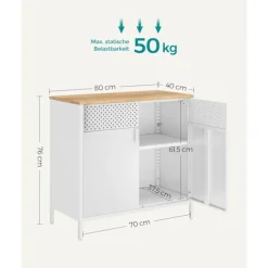 Rootz Opbevaringsskab - Hvidt Skab - Spånpladestål - Rummelig opbevaring - Robust konstruktion - Nem montering - 40cm x 80cm x 76cm