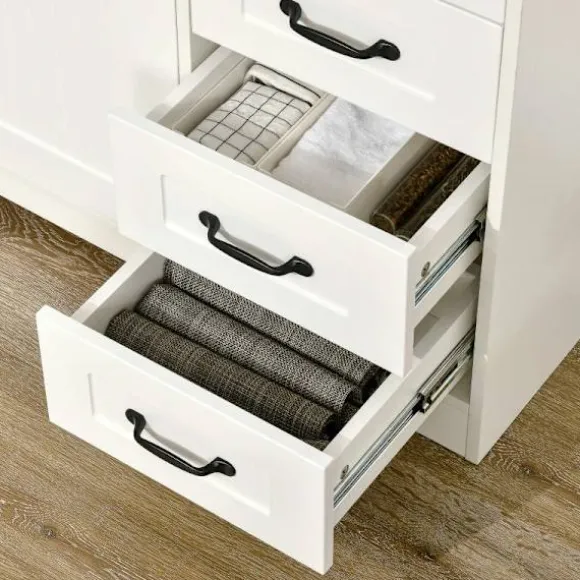Rootz Opbevaringsskab - Skænk Kommode - Moderne Stil - 4 skuffer - 1 skab - Spånplade - Hvid - 105 Cm X 40 Cm X 76 Cm