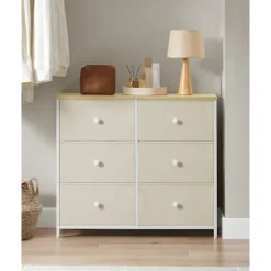 Rootz Opbevaringsskab - Skuffe Organizer - Spånplade Stålstof - Camel Yellow Creme White - 30cm x 80cm x 71cm - Letvægts - Rummelig - Nem montering