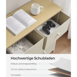 Rootz Opbevaringsskab - Skuffe Organizer - Spånplade Stålstof - Camel Yellow Creme White - 30cm x 80cm x 71cm - Letvægts - Rummelig - Nem montering