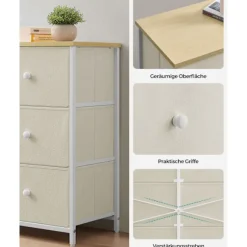 Rootz Opbevaringsskab - Skuffe Organizer - Spånplade Stålstof - Camel Yellow Creme White - 30cm x 80cm x 71cm - Letvægts - Rummelig - Nem montering