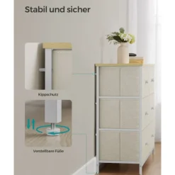 Rootz Opbevaringsskab - Skuffe Organizer - Spånplade Stålstof - Camel Yellow Creme White - 30cm x 80cm x 71cm - Letvægts - Rummelig - Nem montering