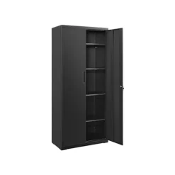 Rootz Opbevaringsskab - Sort metalskab - Stort klædeskab - Pulverlakeret stål - 40 cm x 80 cm x 180 cm - 40,5 kg - 25 kg kapacitetshylder