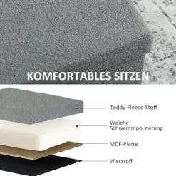 Rootz Opbevaringsskammel - Polstret bænk - Fodstøtte - 84L Opbevaring - 76 cm x 38 cm - Grå