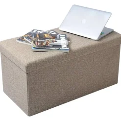 Rootz Opbevaringsskammel - Sammenfoldelig sædekiste - Stor kapacitet - Linnedstof - 76 cm x 38 cm x 37,5 cm - Skobænk - Sengebænk