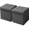 Rootz Opbevaringsskammel - Foldebænk - Ottoman - MDF & linned - 38L opbevaring - Åndbart betræk - 37,5 cm x 38 cm x 37,5 cm