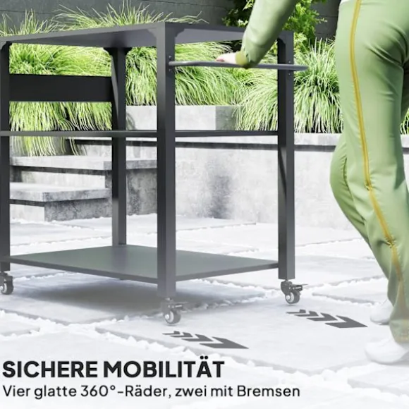 Rootz Outdoor Kitchen Island - Grill Car - Mobile Kitchen Carts - Rust -Resistent Metal - 360 ° Drej ruller - 105 cm x 50 cm x 79 cm