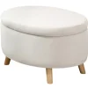 Rootz Oval Velvet Bench - Opbevaring afføring - Fodstråling - Holder op til 80 kg - 71 x 51,5 x 42 cm - Stilfuld brun design